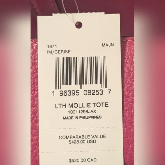 Coach Mollie Leather Tote and Accessory Set in CERISE PINK -NWT - Picture 7 of 13